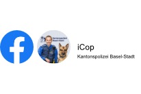 Facebook-Logo für den Link zum Facebook-Profil des iCops der Kantonspolizei Basel-Stadt